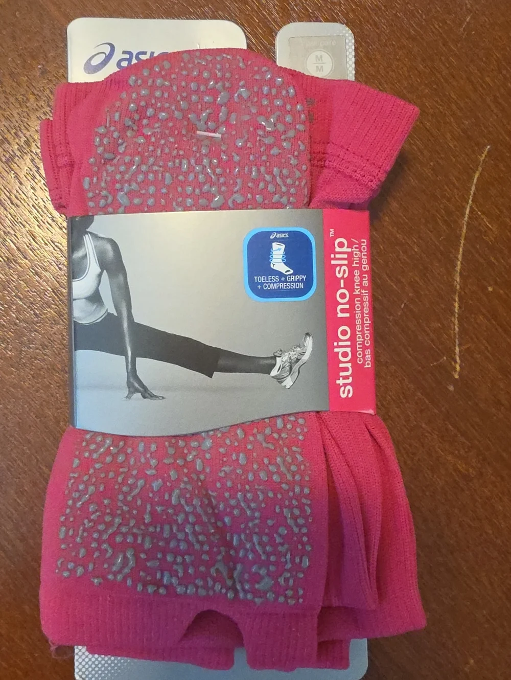 ASICS Pink Studio No-Slip Grippy Compression Socks